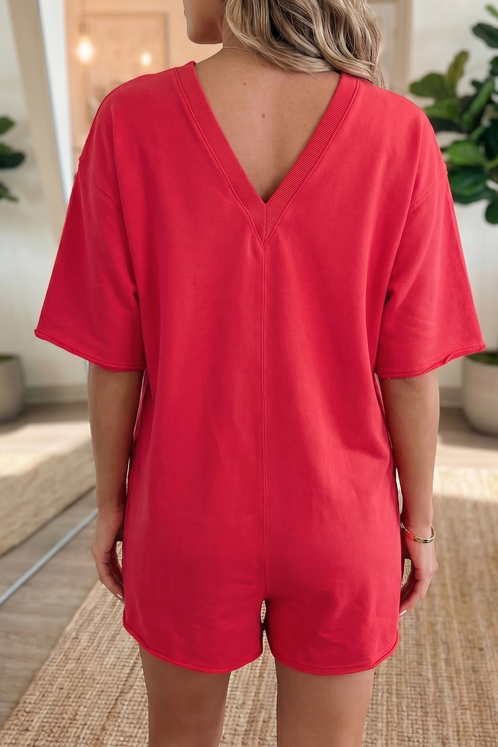 Raw Edge Pocket Romper
