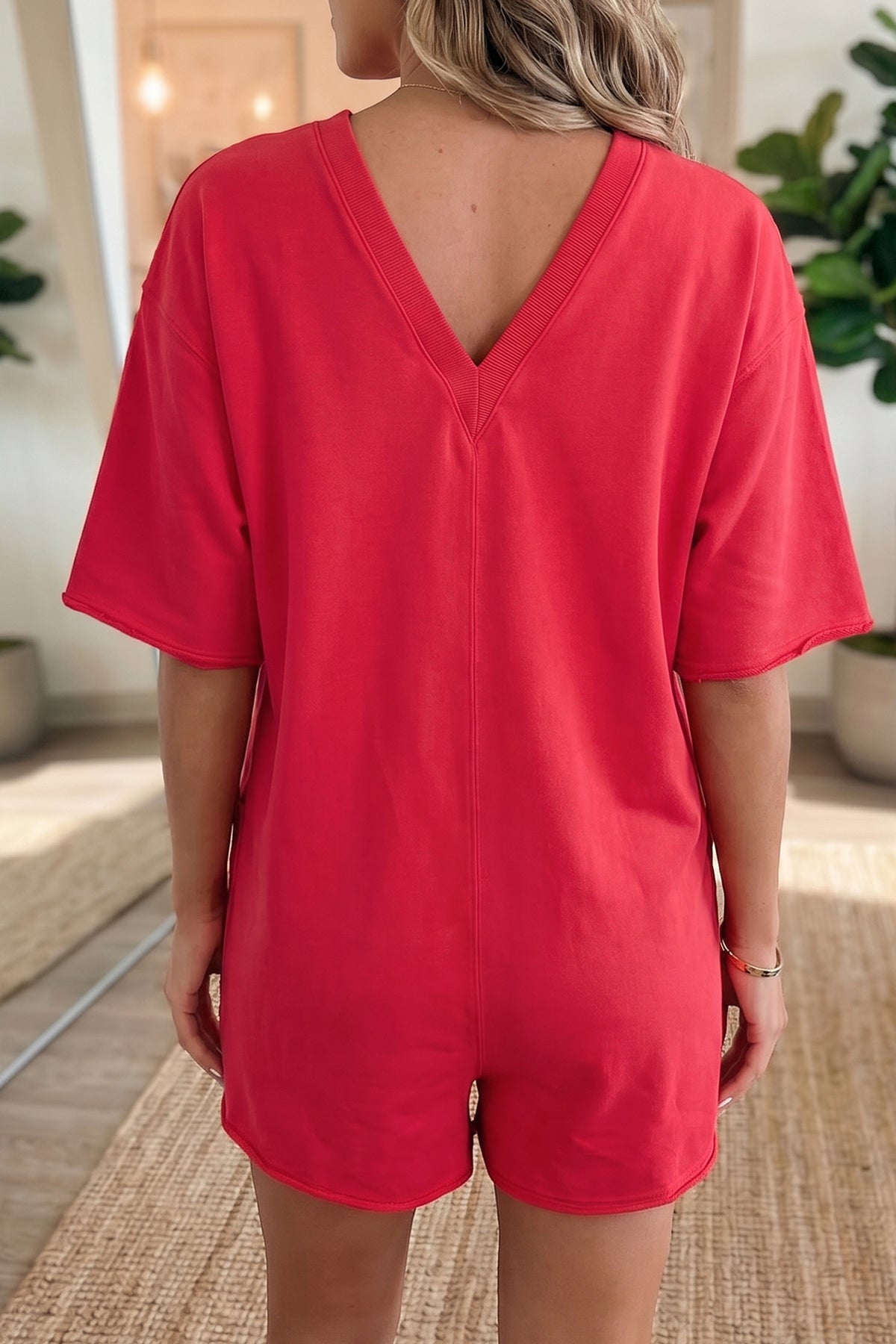 Raw Edge Pocket Romper