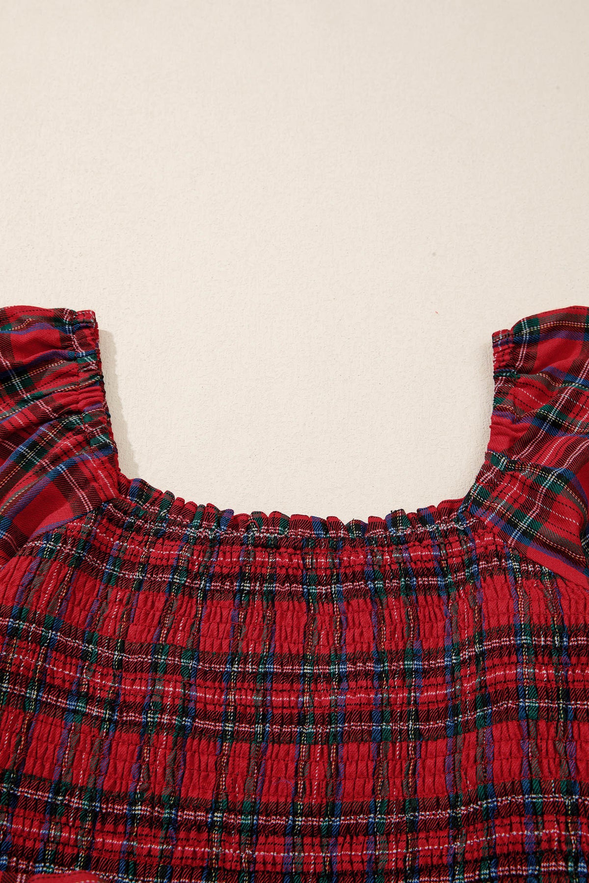 Plaid Puff Sleeve Midi Dress