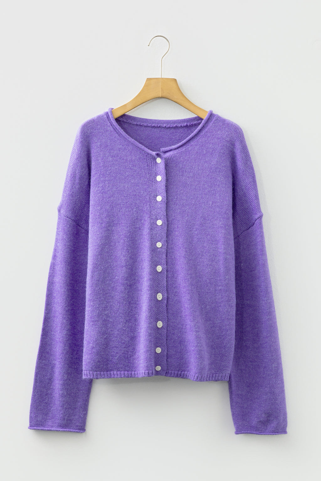 Solid Color Sweater Cardigan with Buttons
