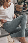 Dark grey vintage wash ribbed leggings by Dear-Lover, featuring a snug fit and textured ribbed design for casual wear.