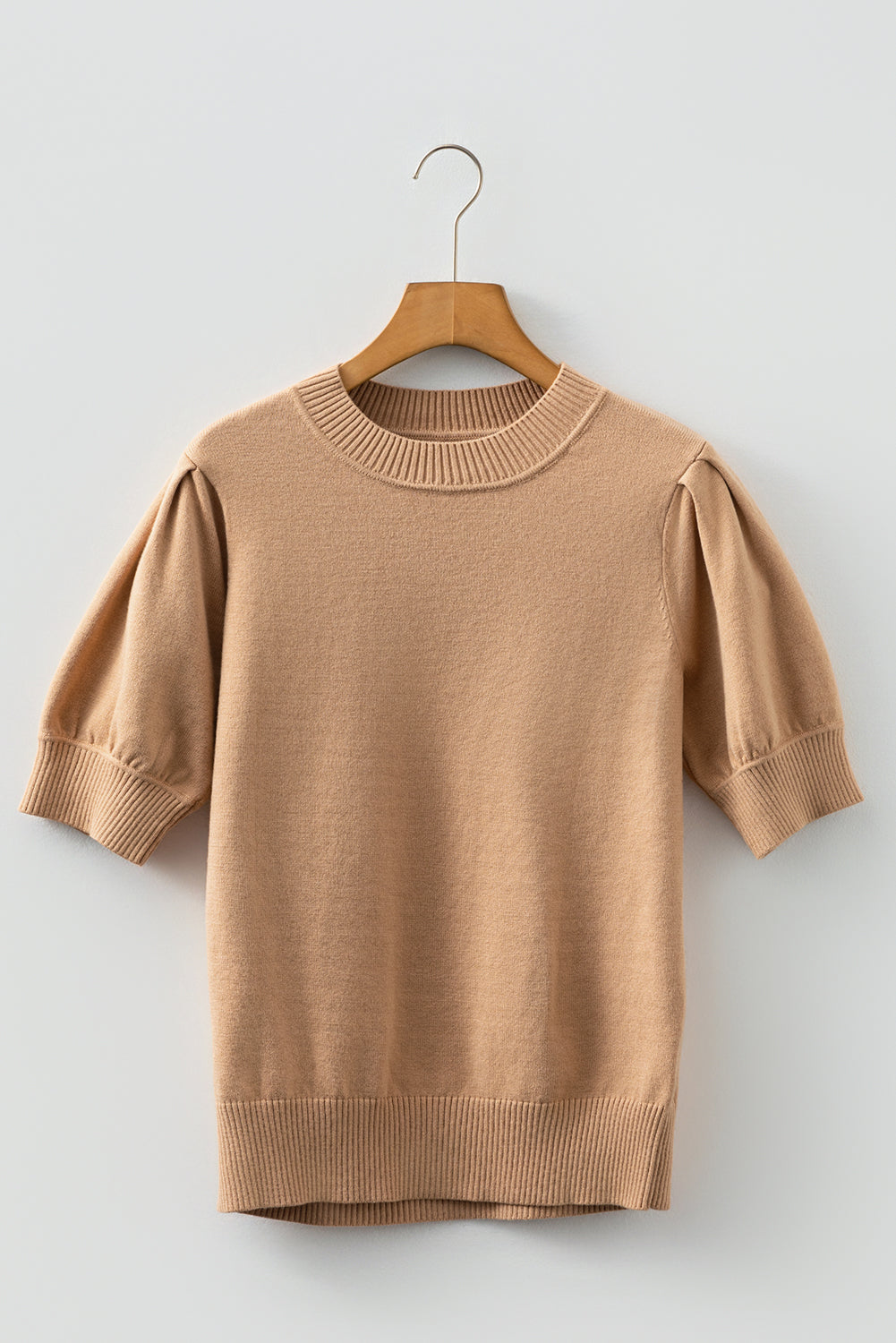 Beige Sweater with Short Sleeves