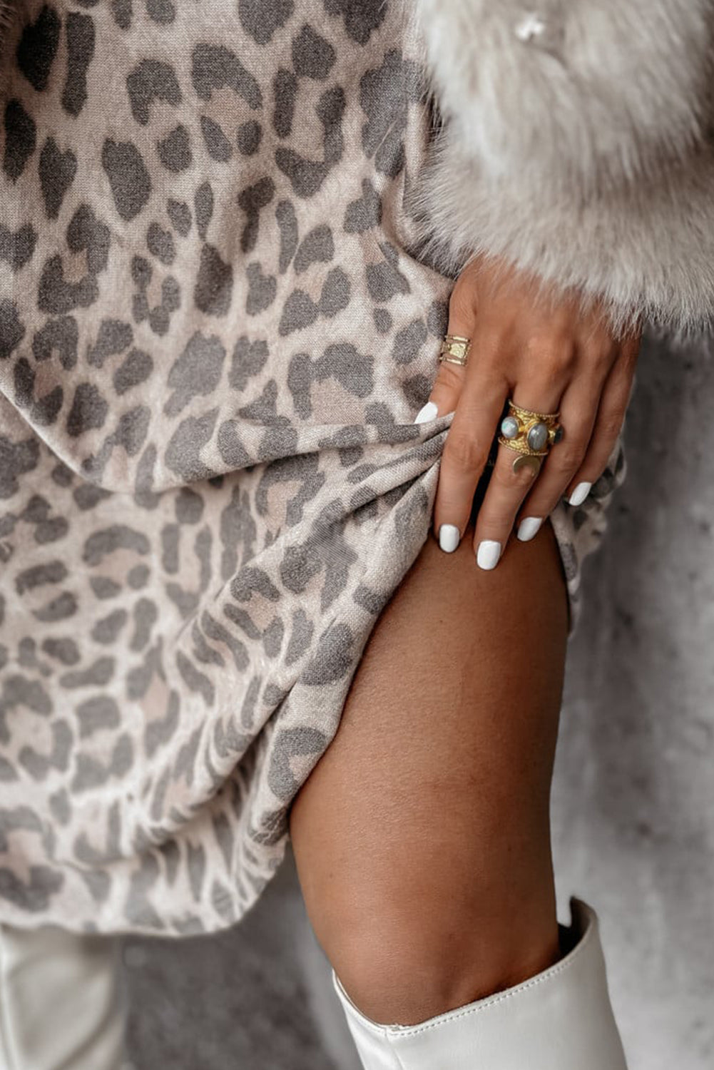 Gray Leopard Mini Dress