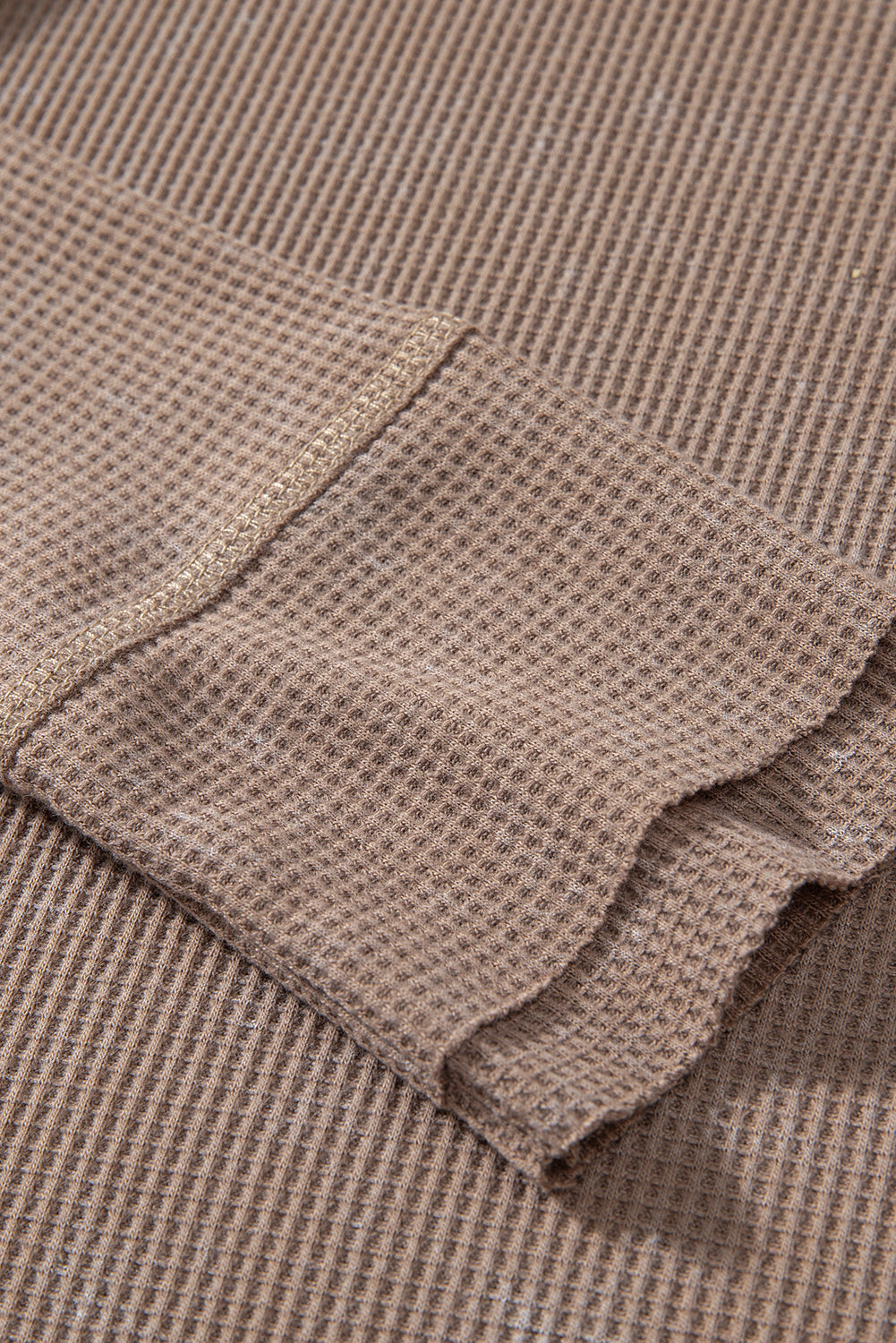 Coffee Acid Wash Waffle-Knit Top