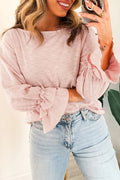 Gossamer Pink Long-Sleeve Ruffle Cuff Top