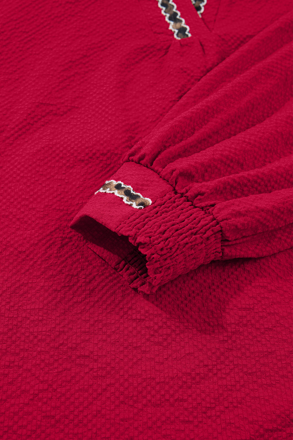 Racing Red Leopard Jacquard Blouse