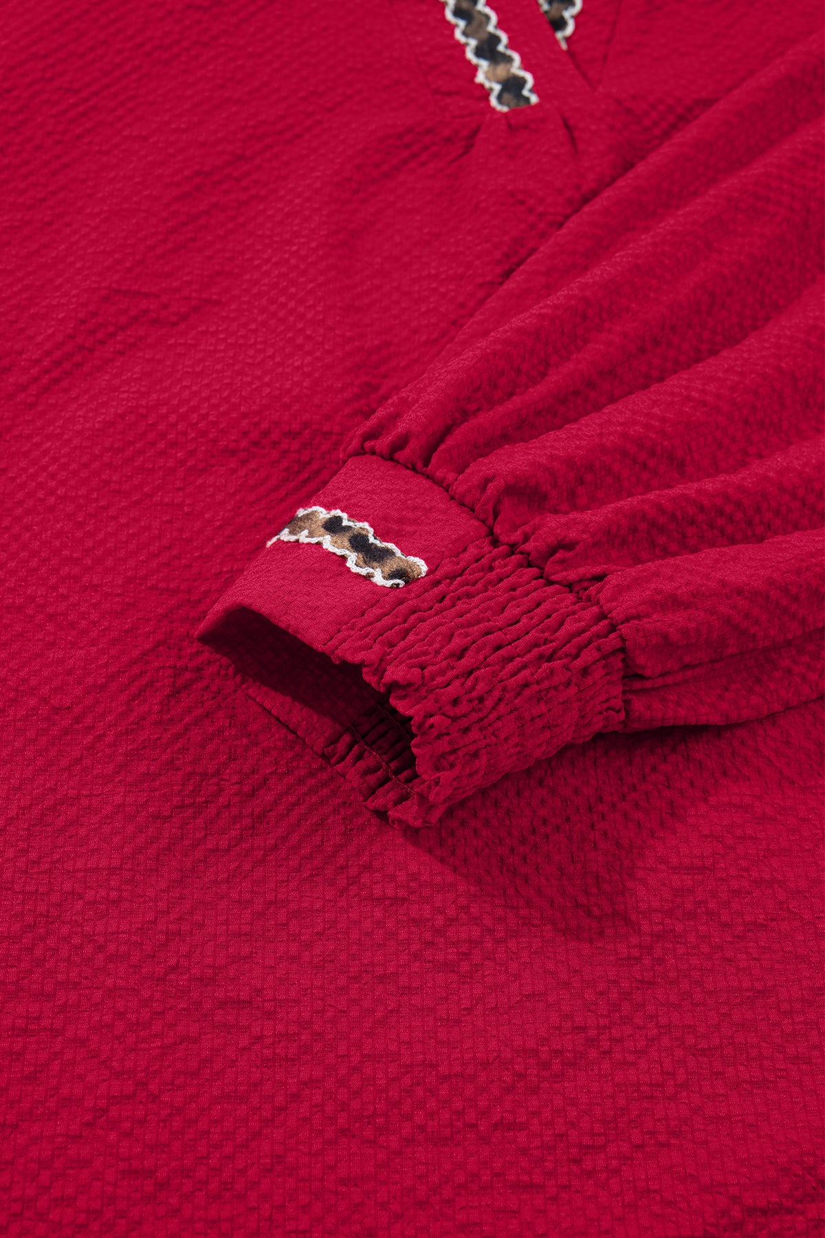 Racing Red Leopard Jacquard Blouse