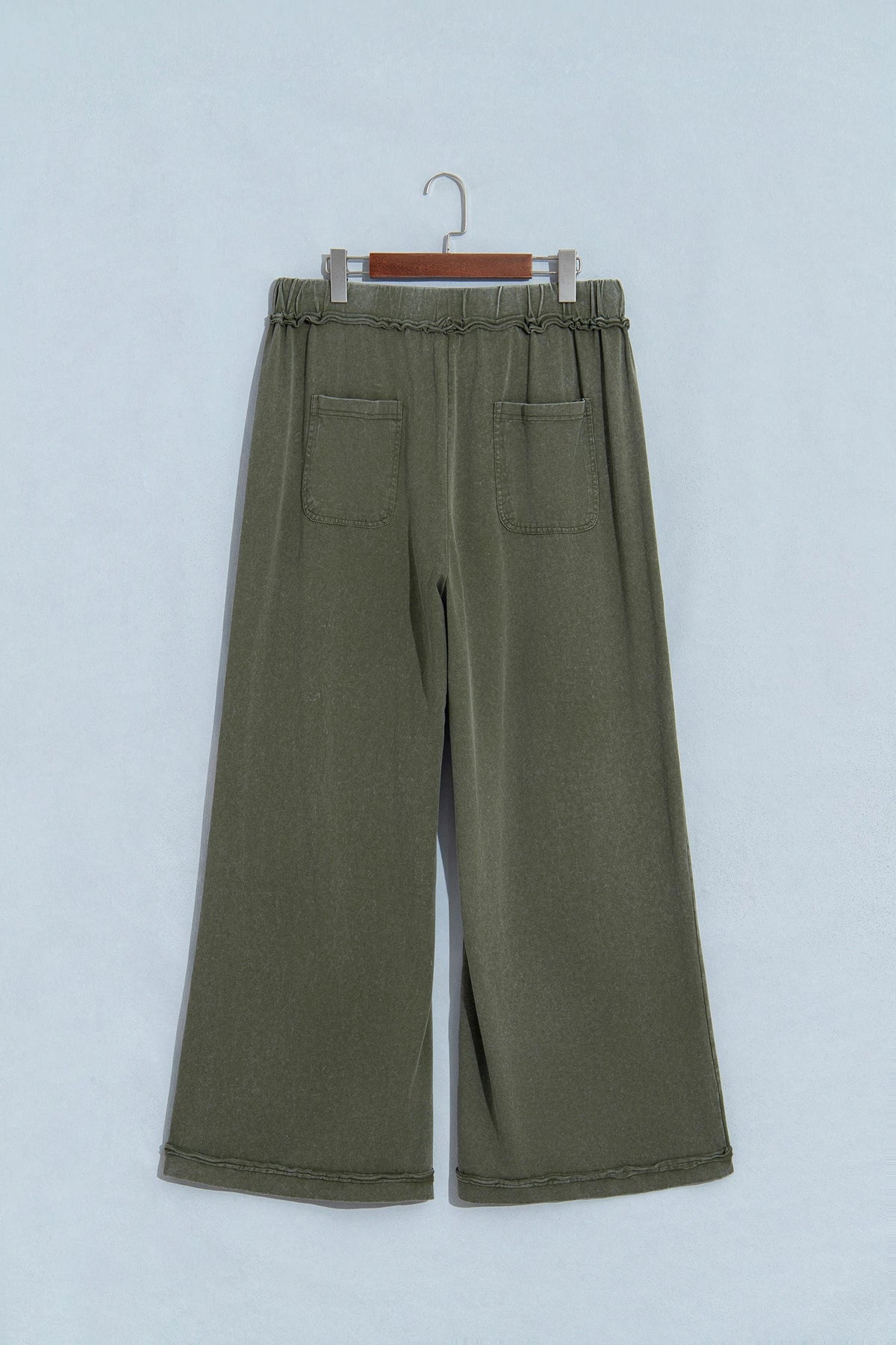 Mineral Wash Seam Detail Flare Leg Drawstring Pants