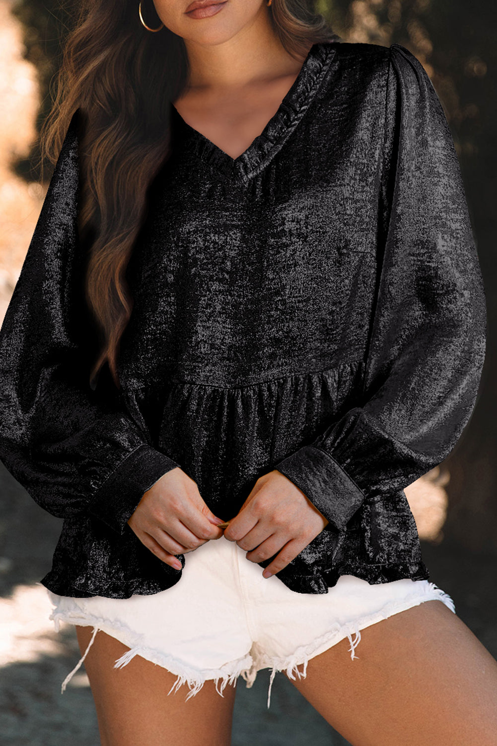 Rose Red Metallic Babydoll Blouse