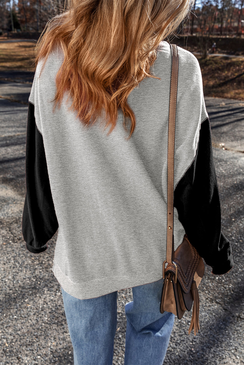 Mineral Red Two-Tone Patchwork Sweatshirt