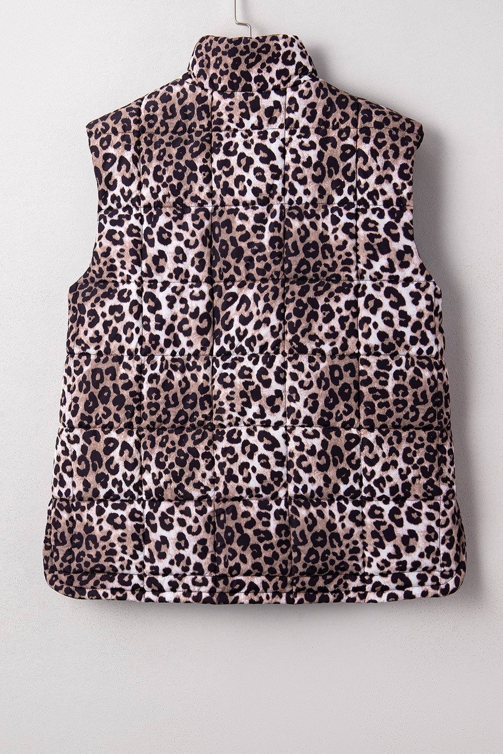 Brown Leopard Print Puff Vest