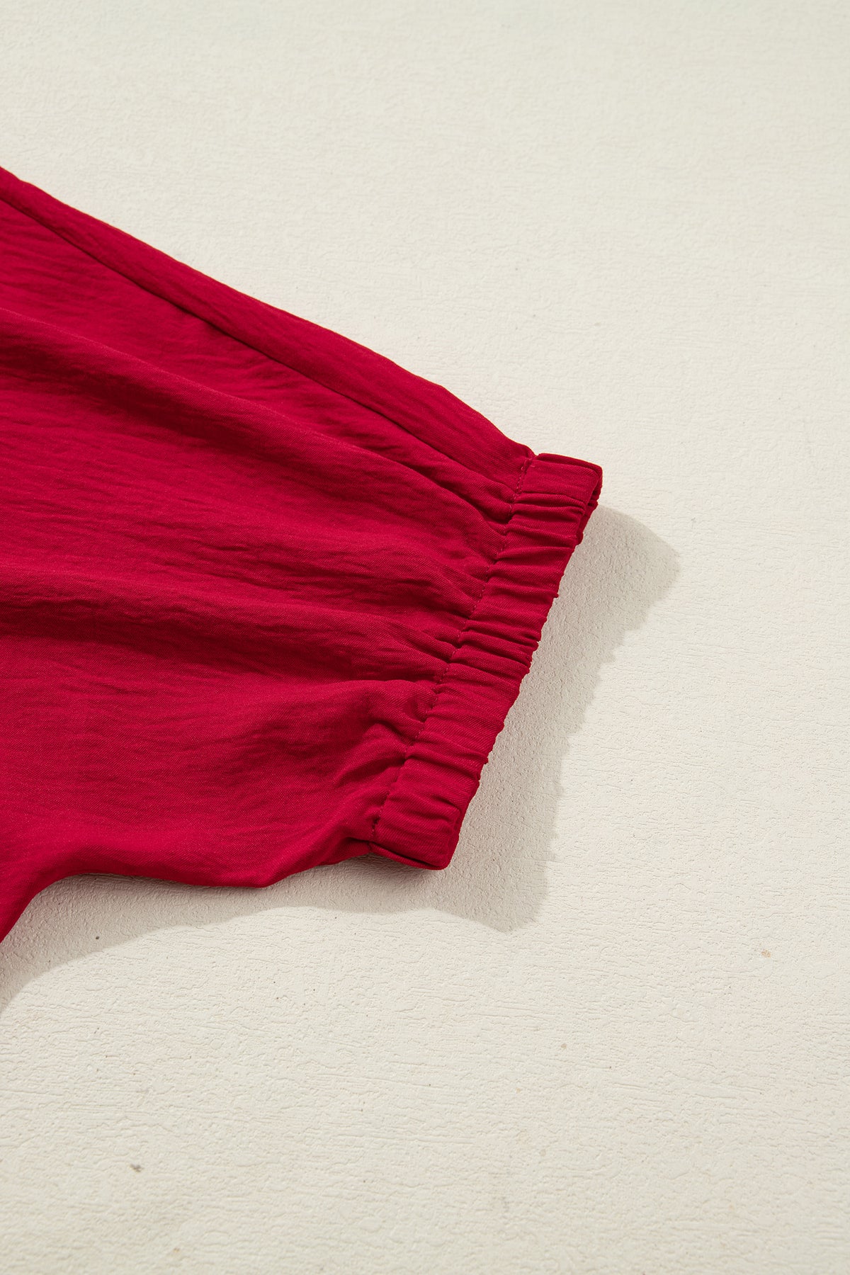 Red Braided V Neck Blouse