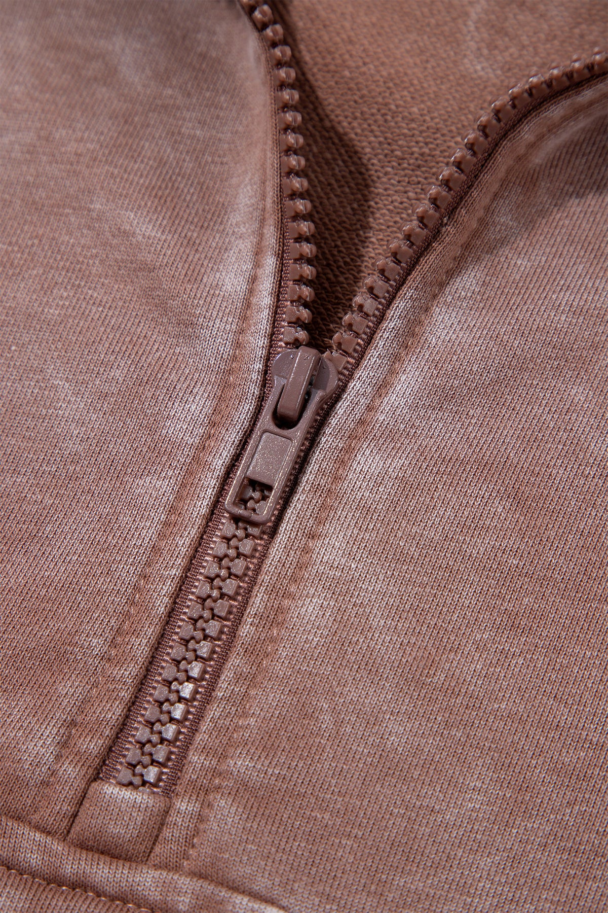 Chestnut Vintage Half-Zip Long-Sleeve Ribbed Cuffs Hem Sweatshirt