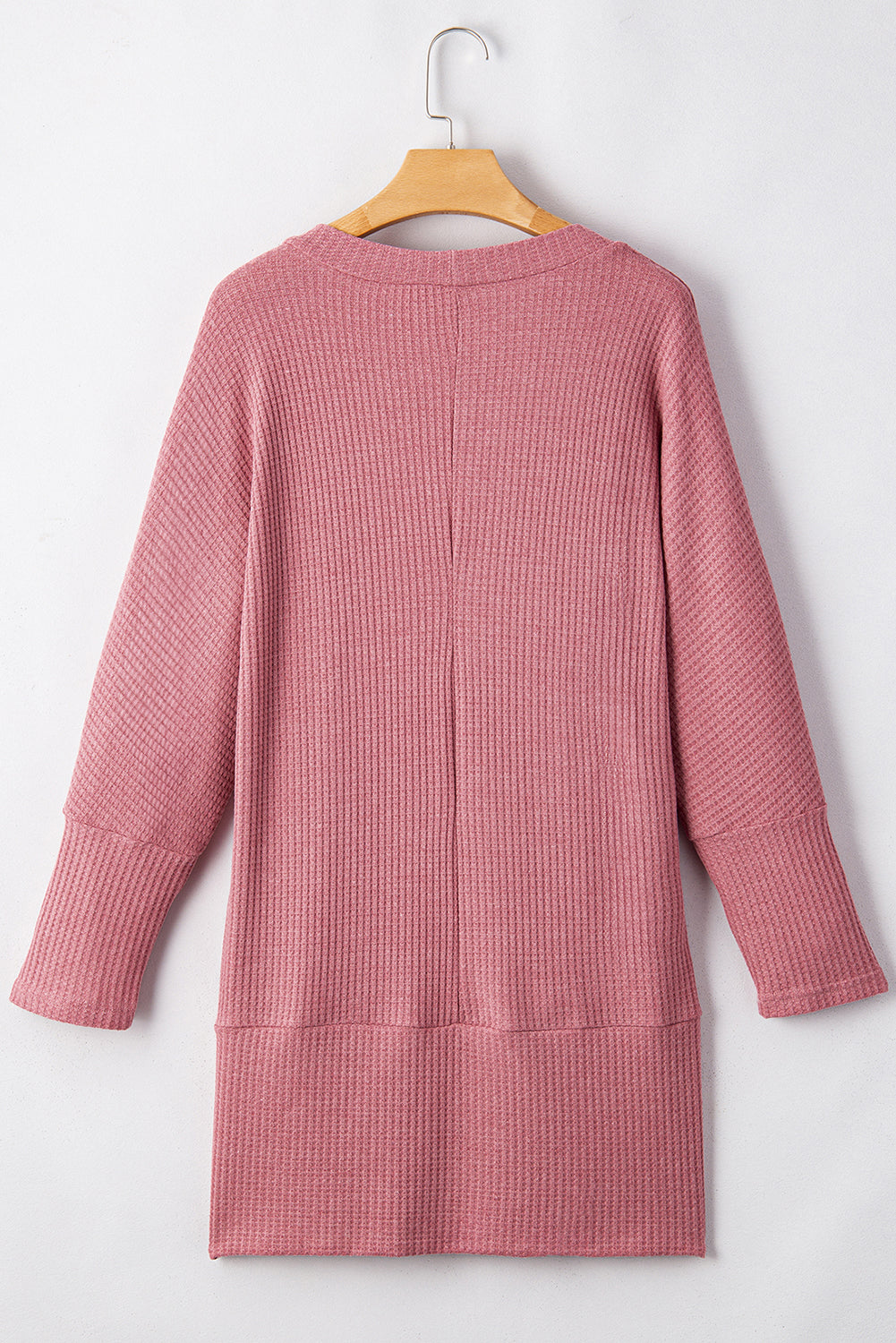 Mineral Red Waffle-Knit Pocket Cardigan