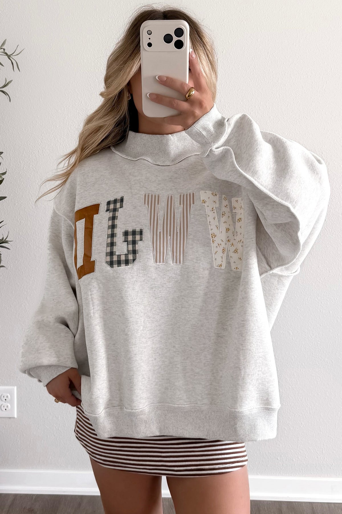 WWJD Patchwork Mock Neck Sweatshirt