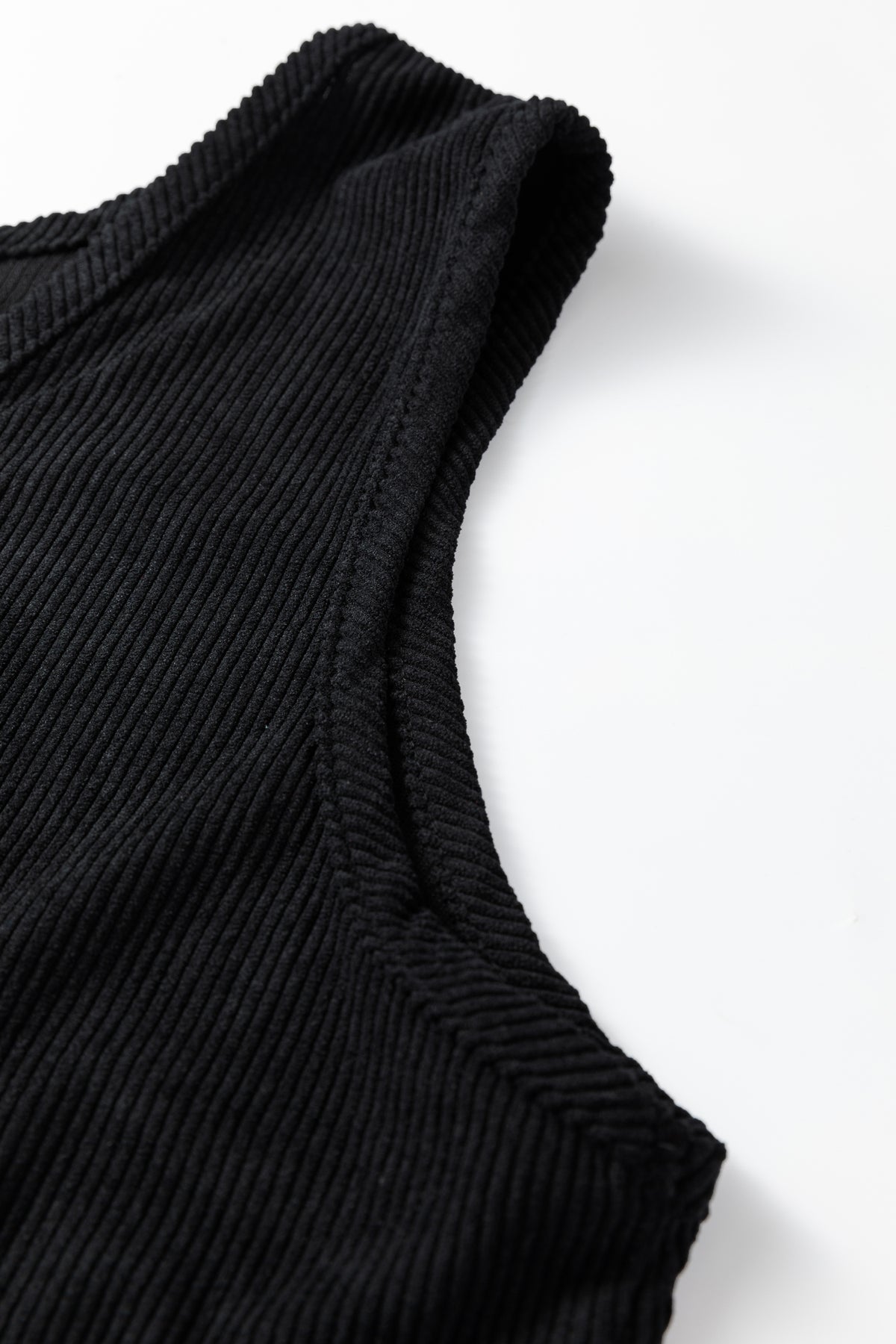 Black Plus Size Corduroy Patch Pocket Sleeveless Mini Dress