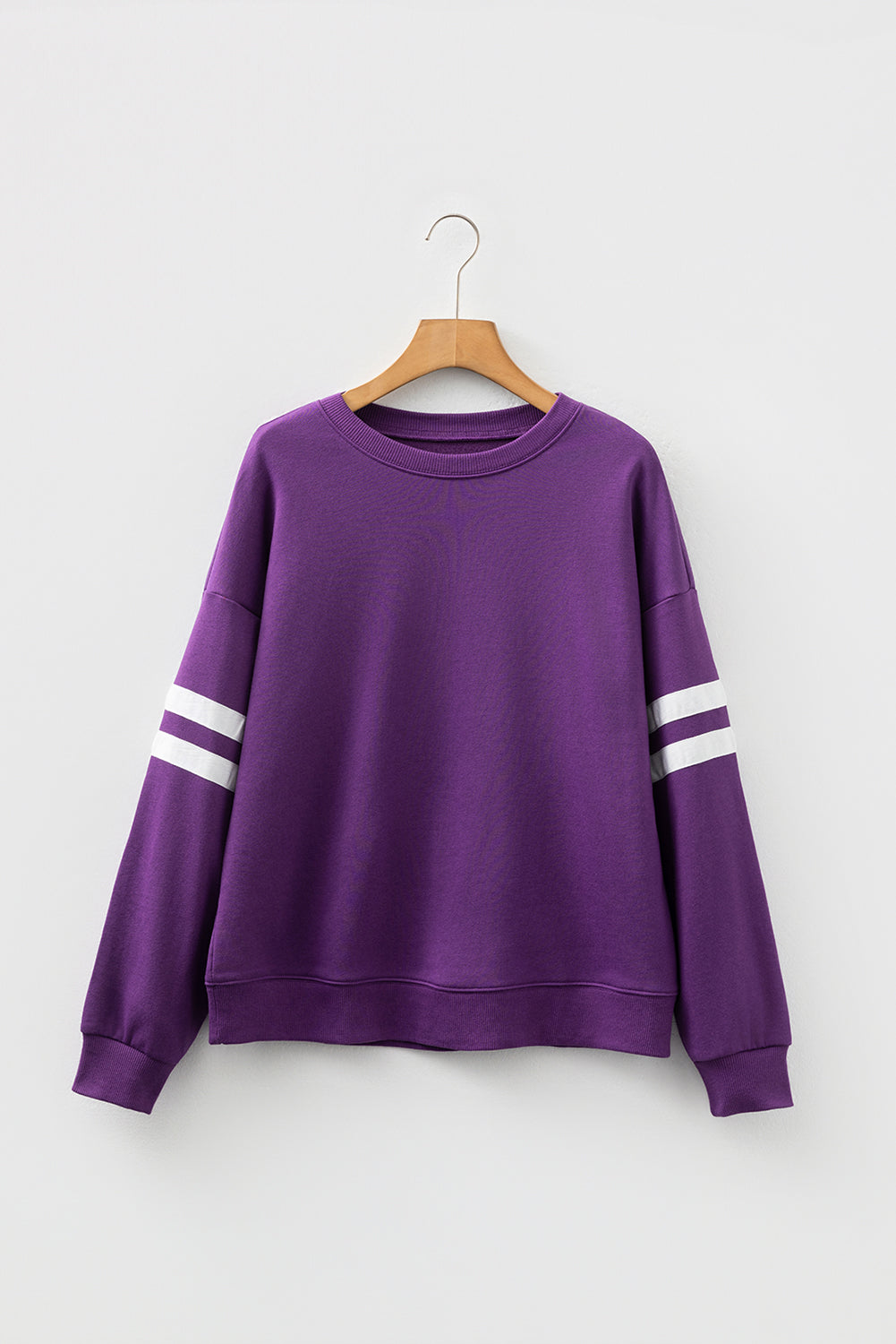 Tillandsia Purple Varsity Striped Sweatshirt
