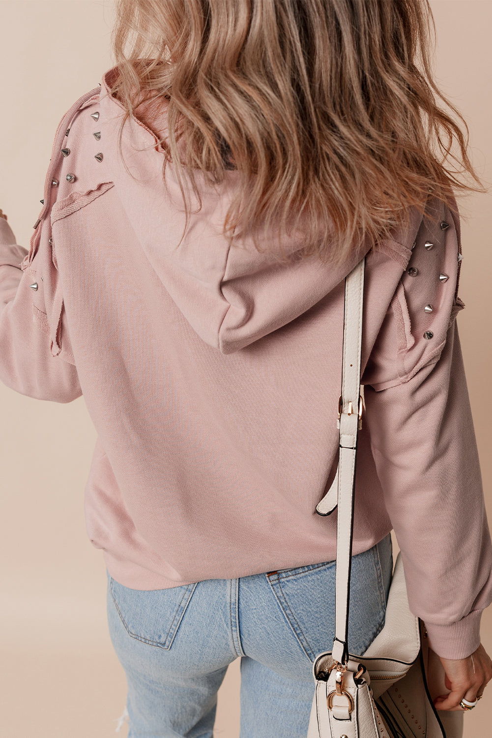 Fushia Rivet-Stud Pocket Hoodie