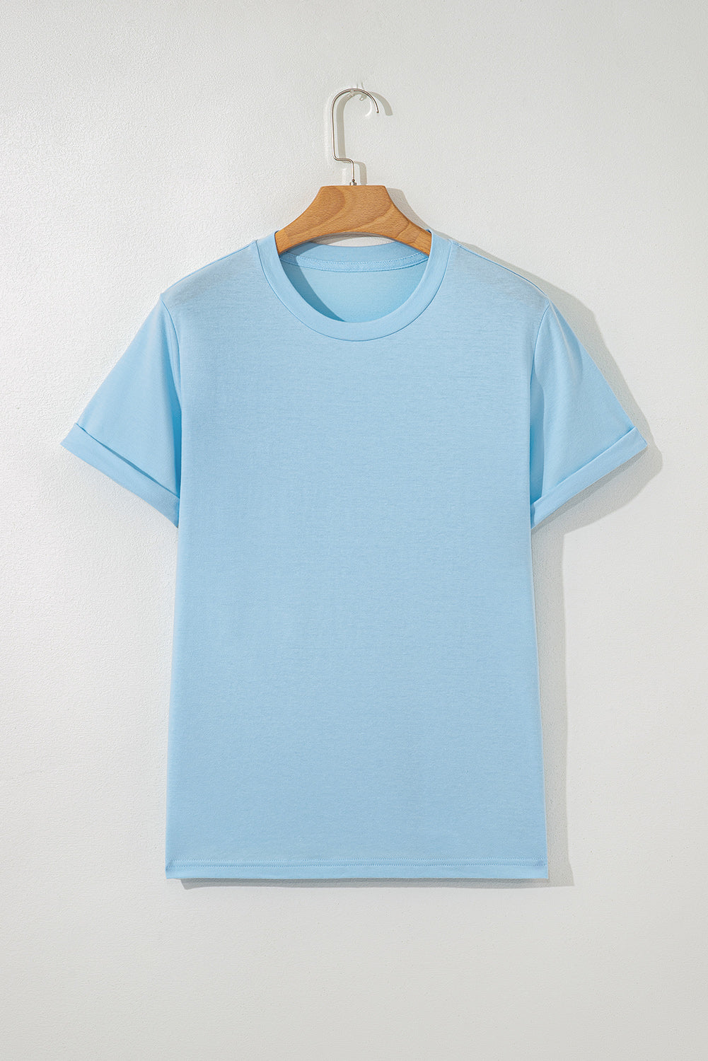 Orchid Petal Casual Plain Crew Neck Tee