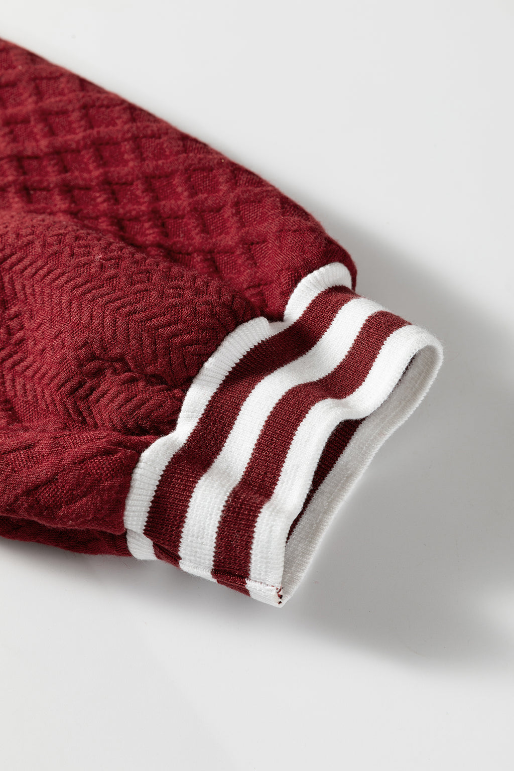Racing Red Zip-Neck Patchwork Sweatshirt