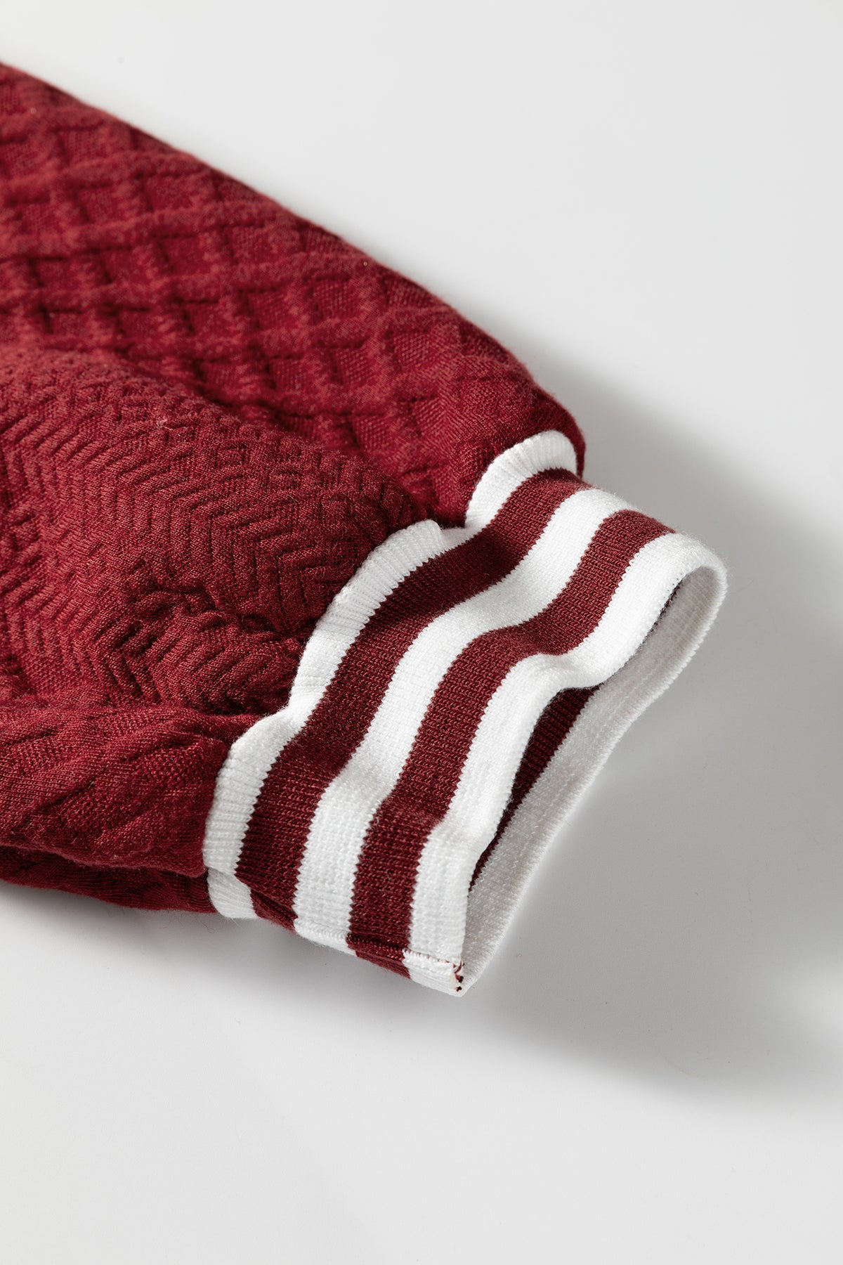 Racing Red Zip-Neck Patchwork Sweatshirt