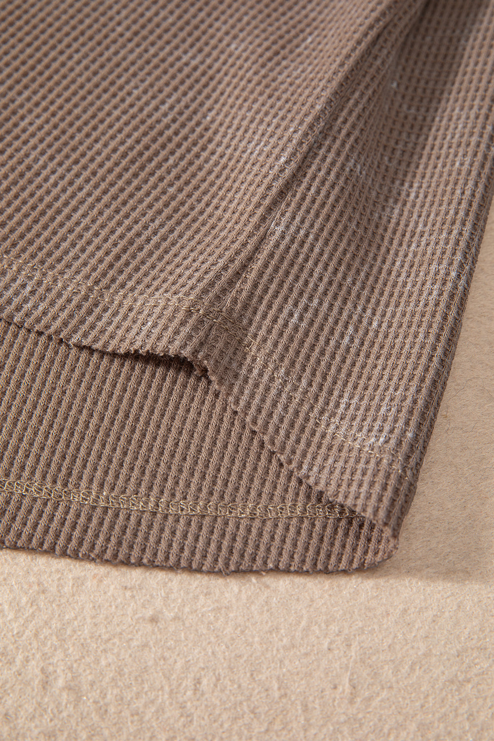Coffee Acid Wash Waffle-Knit Top
