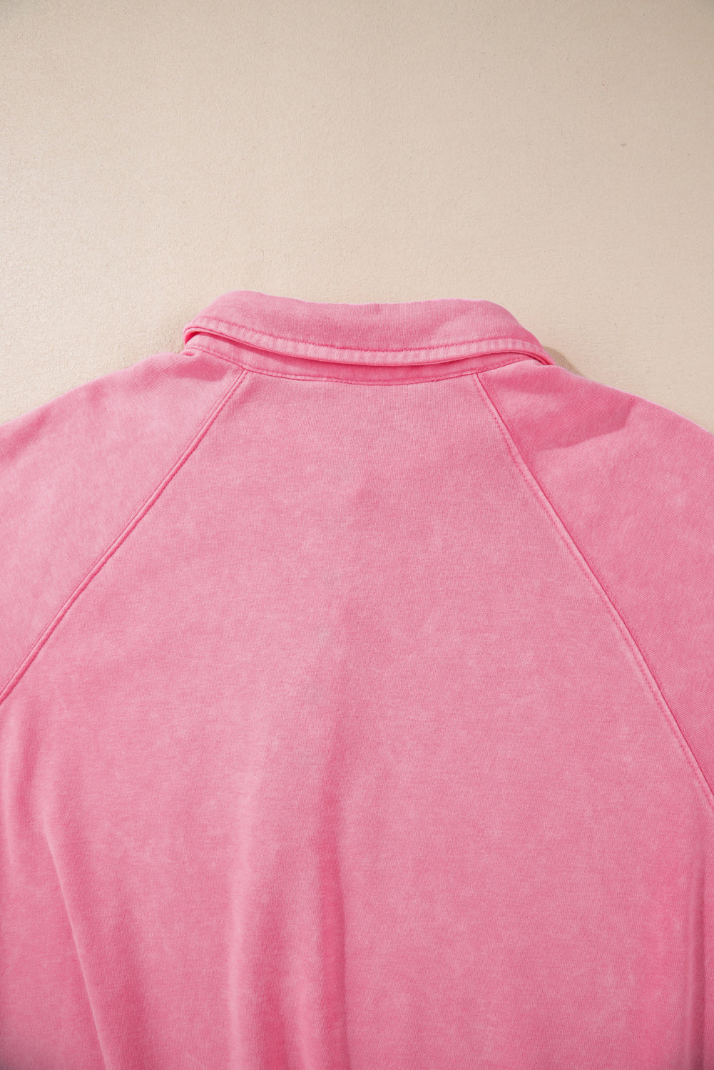 Pink Snap-Button Balloon-Sleeve Sweatshirt