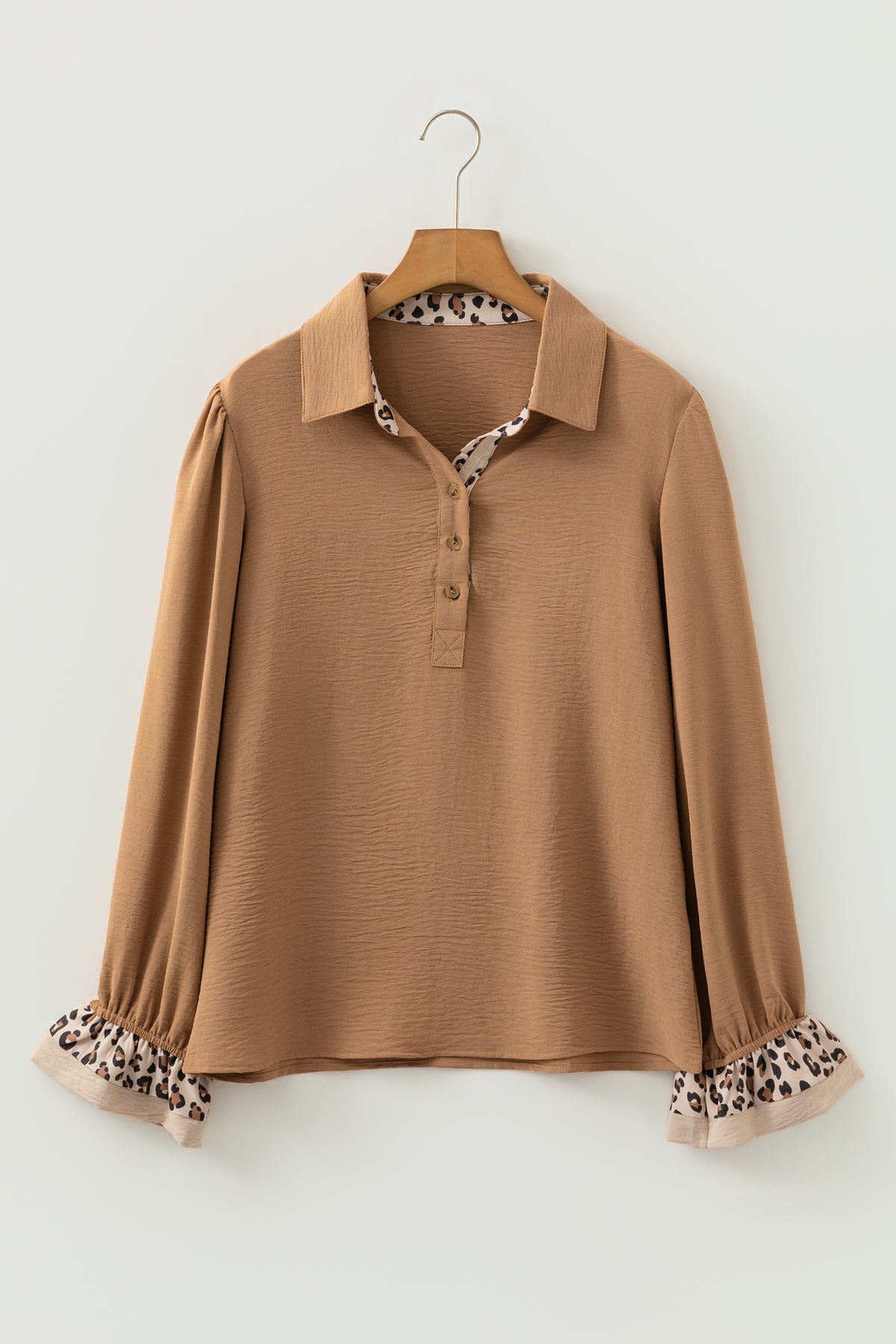 Camel Leopard Patchwork Blouse