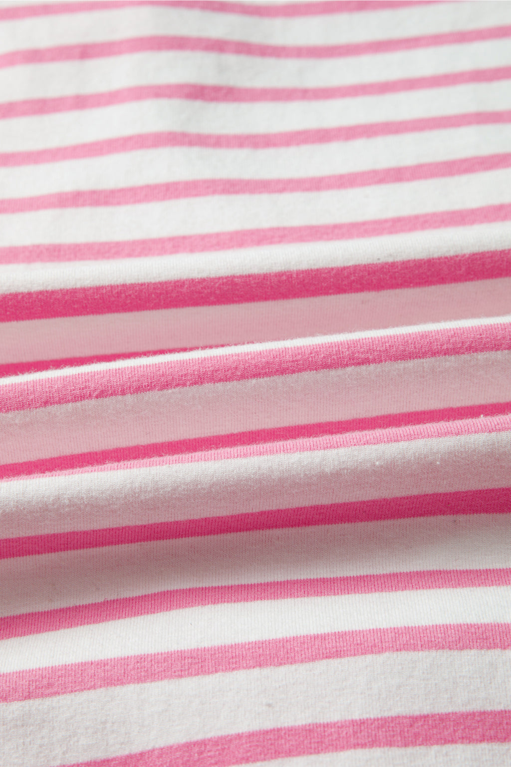 Pink Stripe Half Placket High Low Short-Sleeve Top