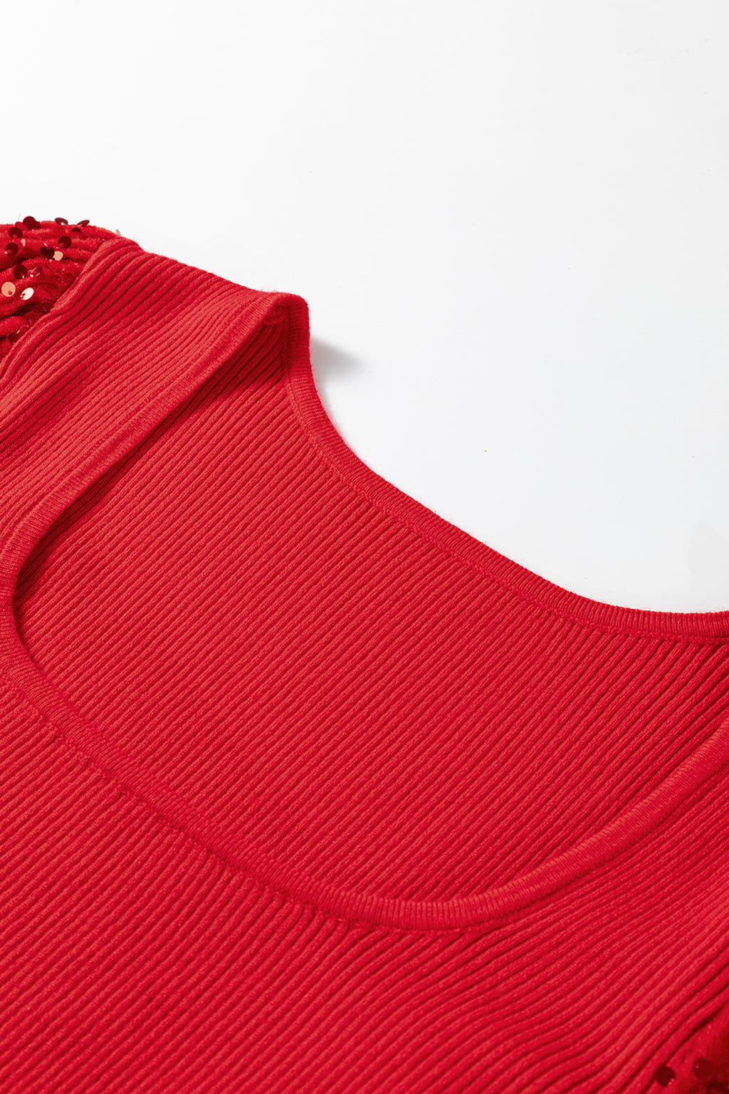 Red Sequin Sleeves Holiday Sweater