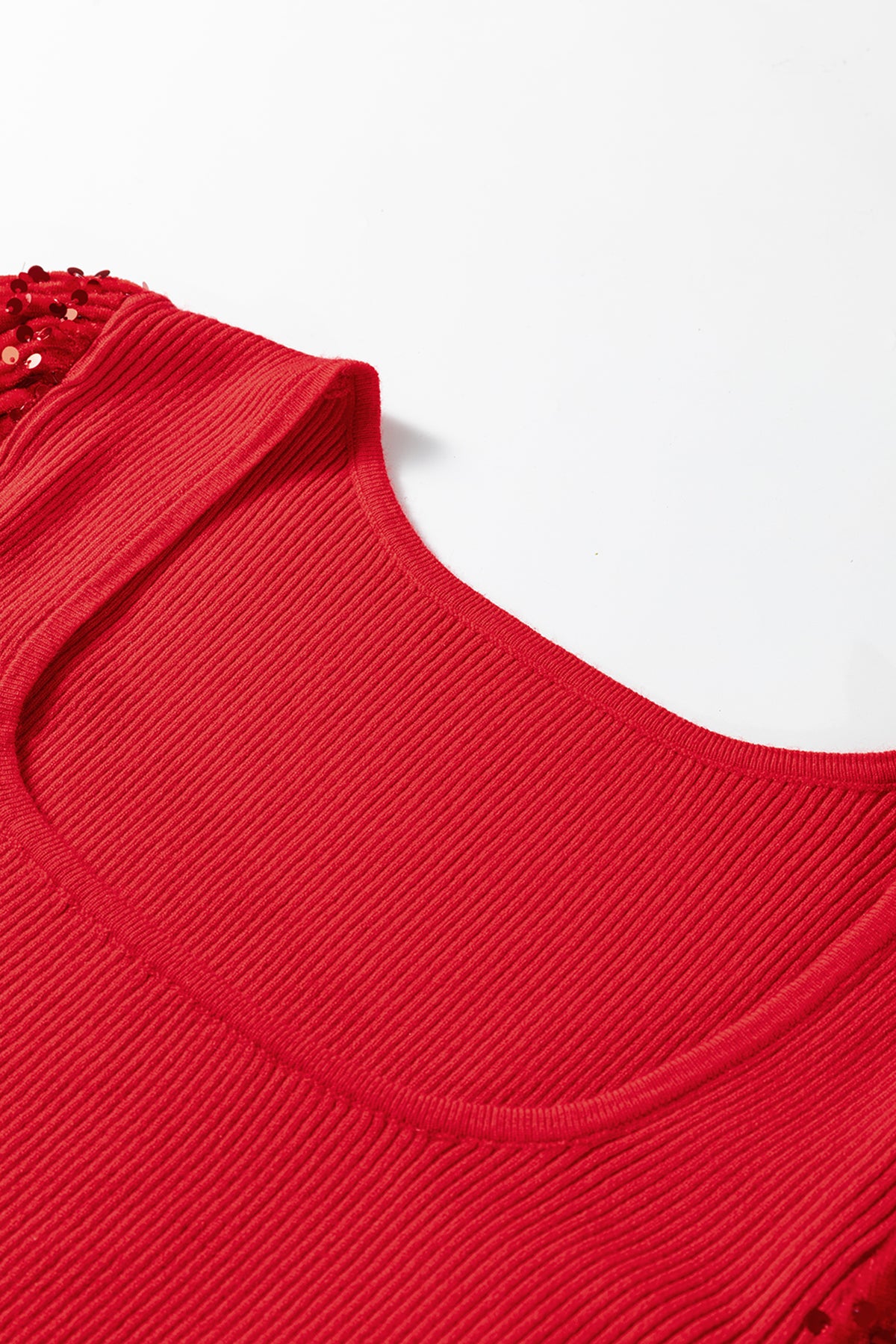 Red Sequin Sleeves Holiday Sweater