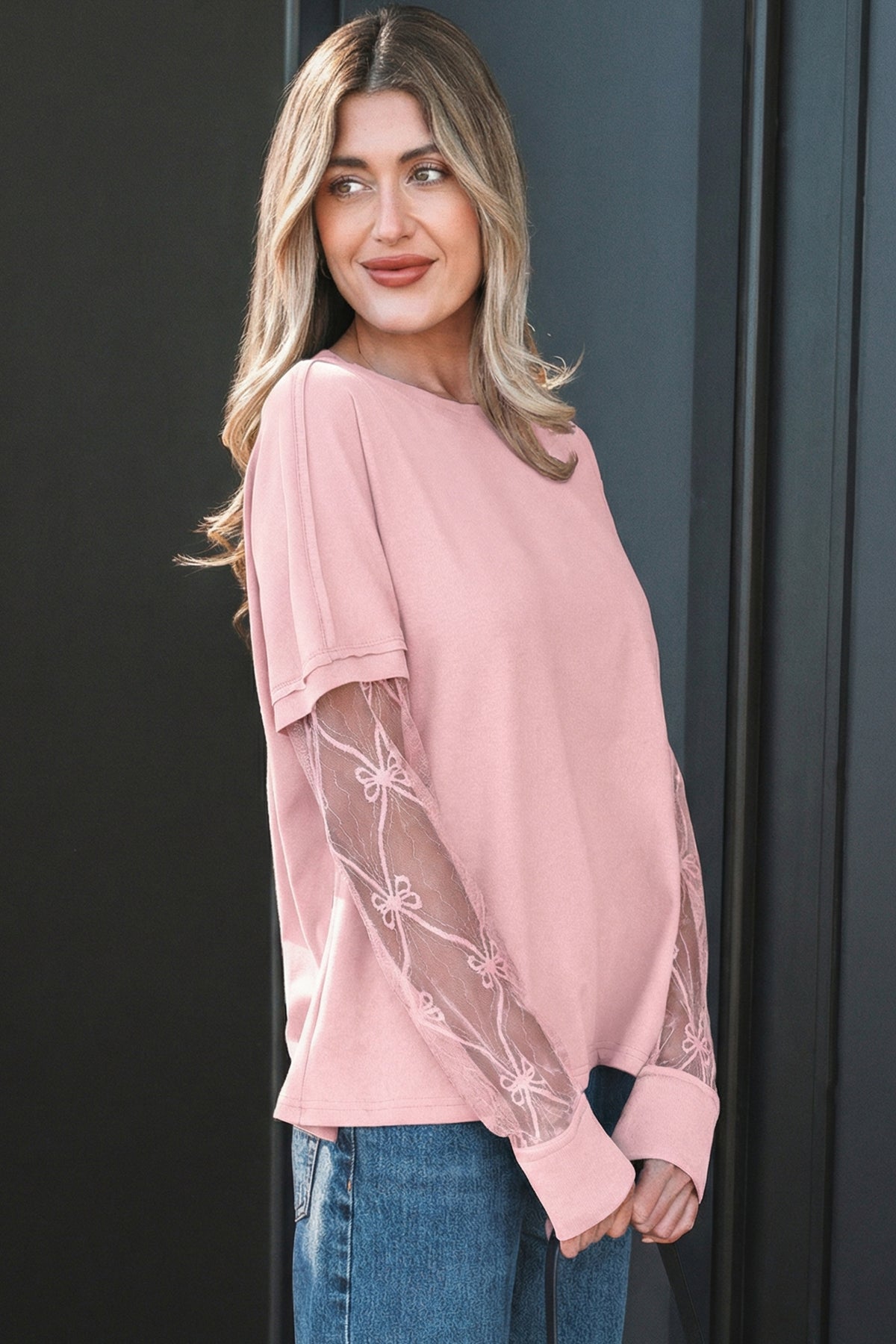 Solid Color Bow Long Sleeve Tee