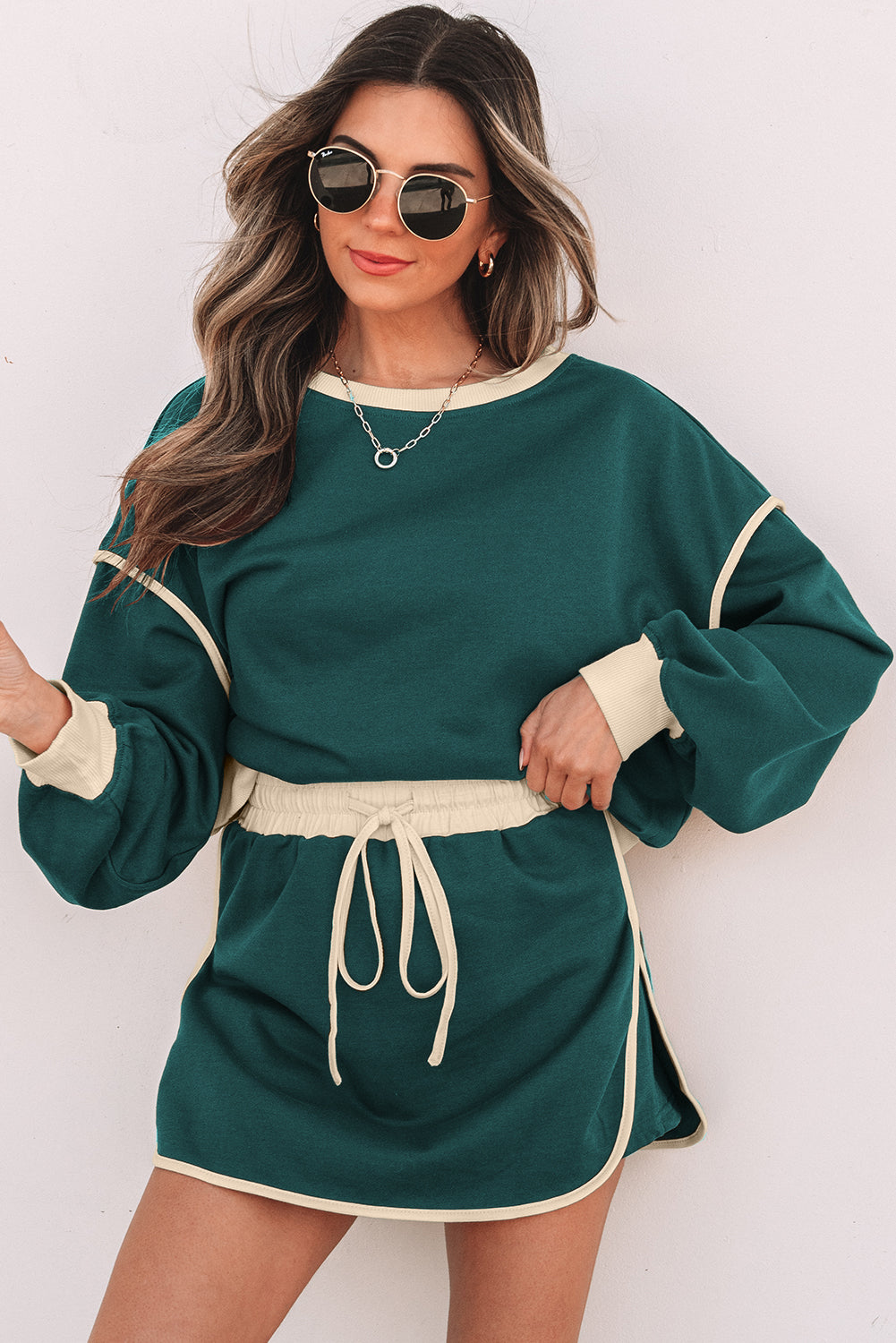 Evergreen Contrast Skort Set