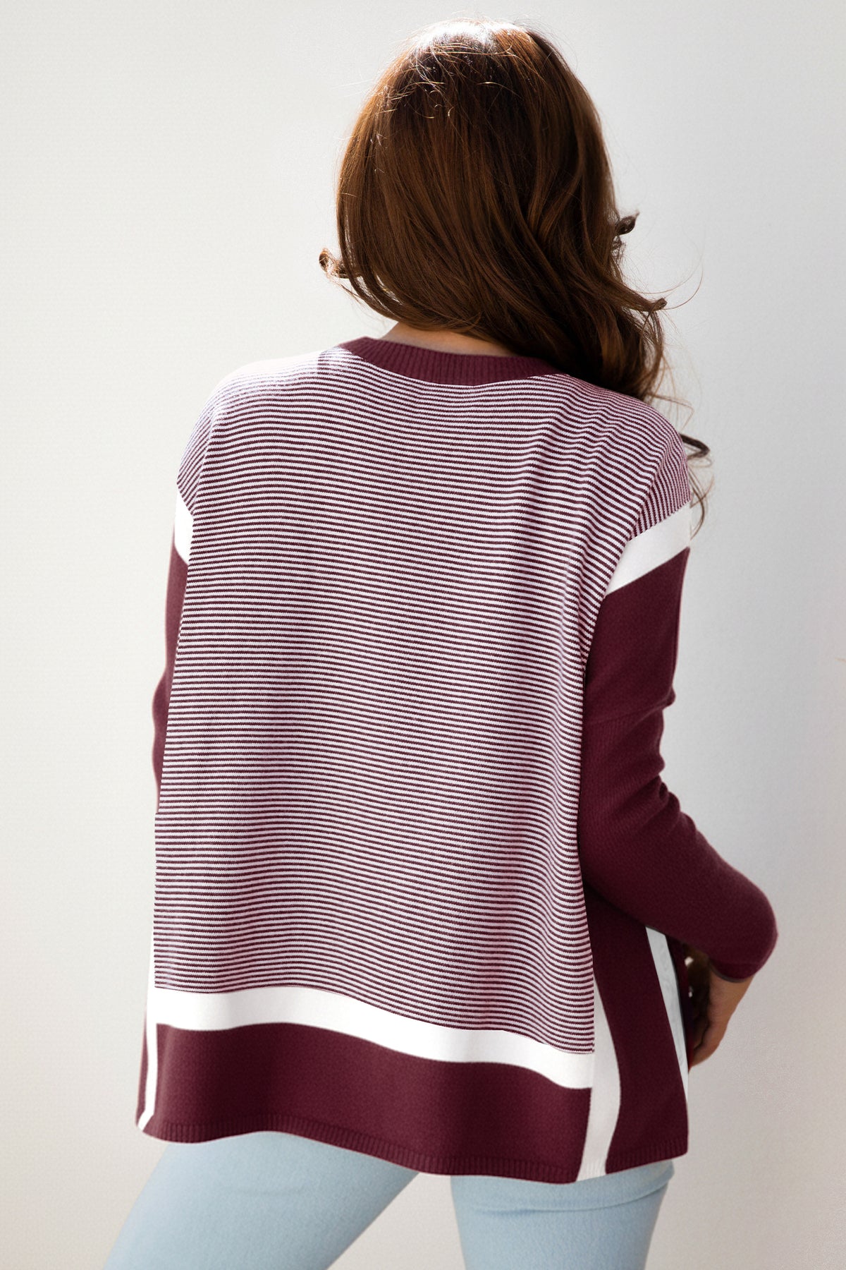 Striped Dolman Oversized Sweater
