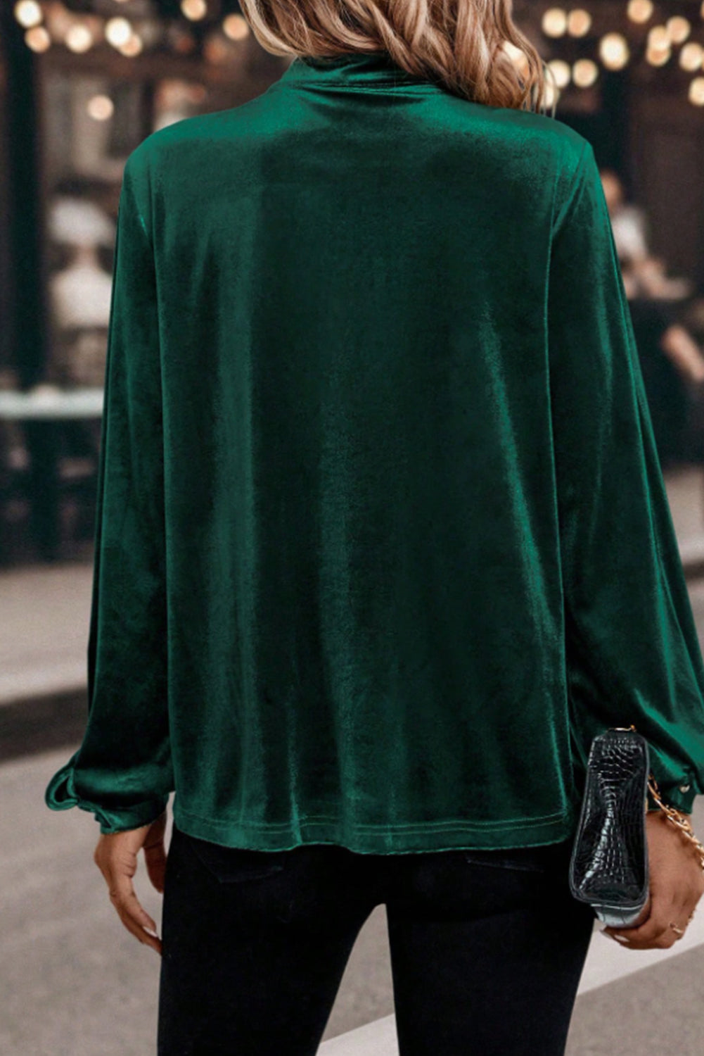 Red Dahlia Velvet Keyhole Blouse