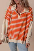 Orange Stripe Color Block Sweatshirt