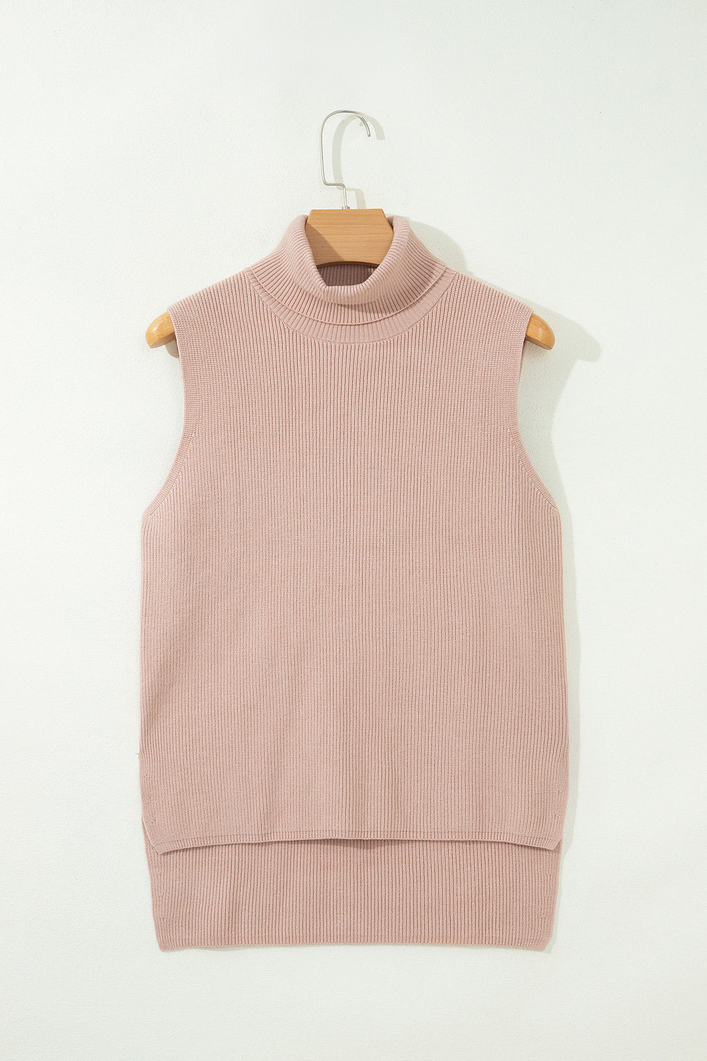 French Beige Split-Hem Sweater Vest