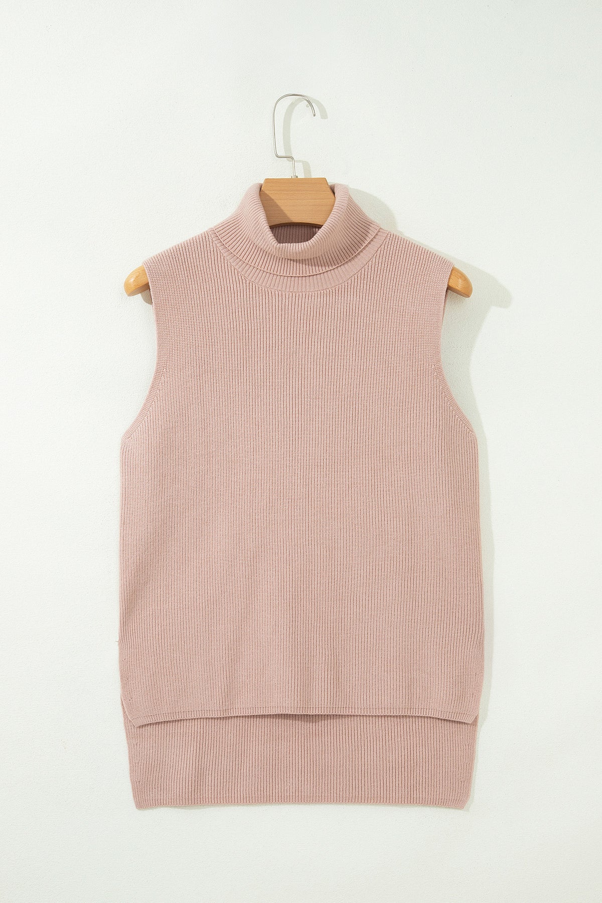 French Beige Split-Hem Sweater Vest