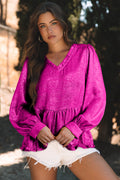 Rose Red Metallic Babydoll Blouse