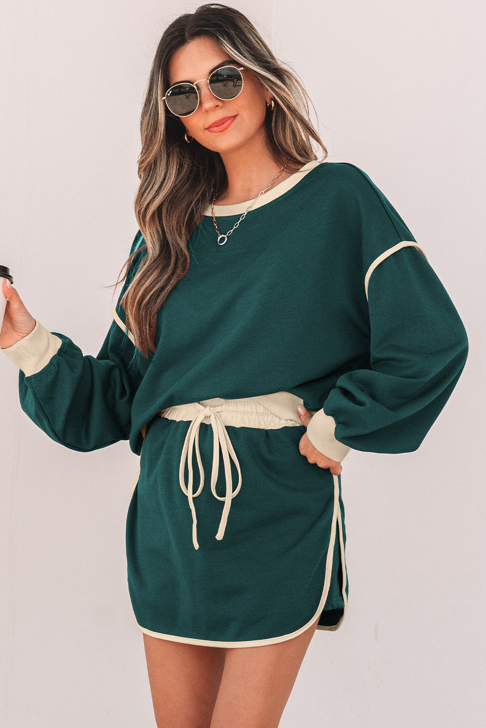 Evergreen Contrast Skort Set