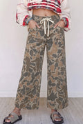 Multicolour camouflage print drawstring waist jeans from Dear-Lover with side pockets, casual shift style, and trendy design.
