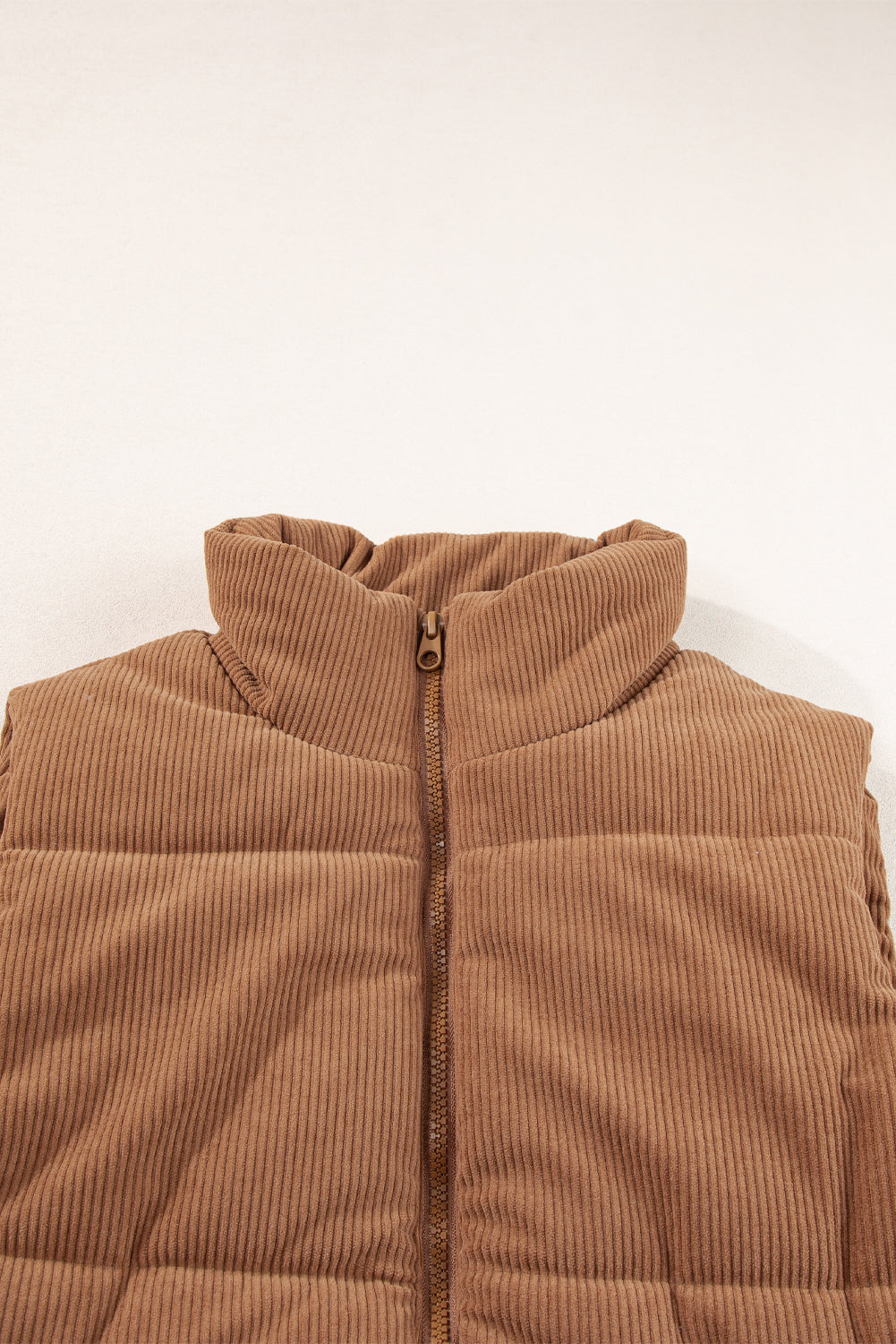 Corduroy Puffer Vest with Zipper