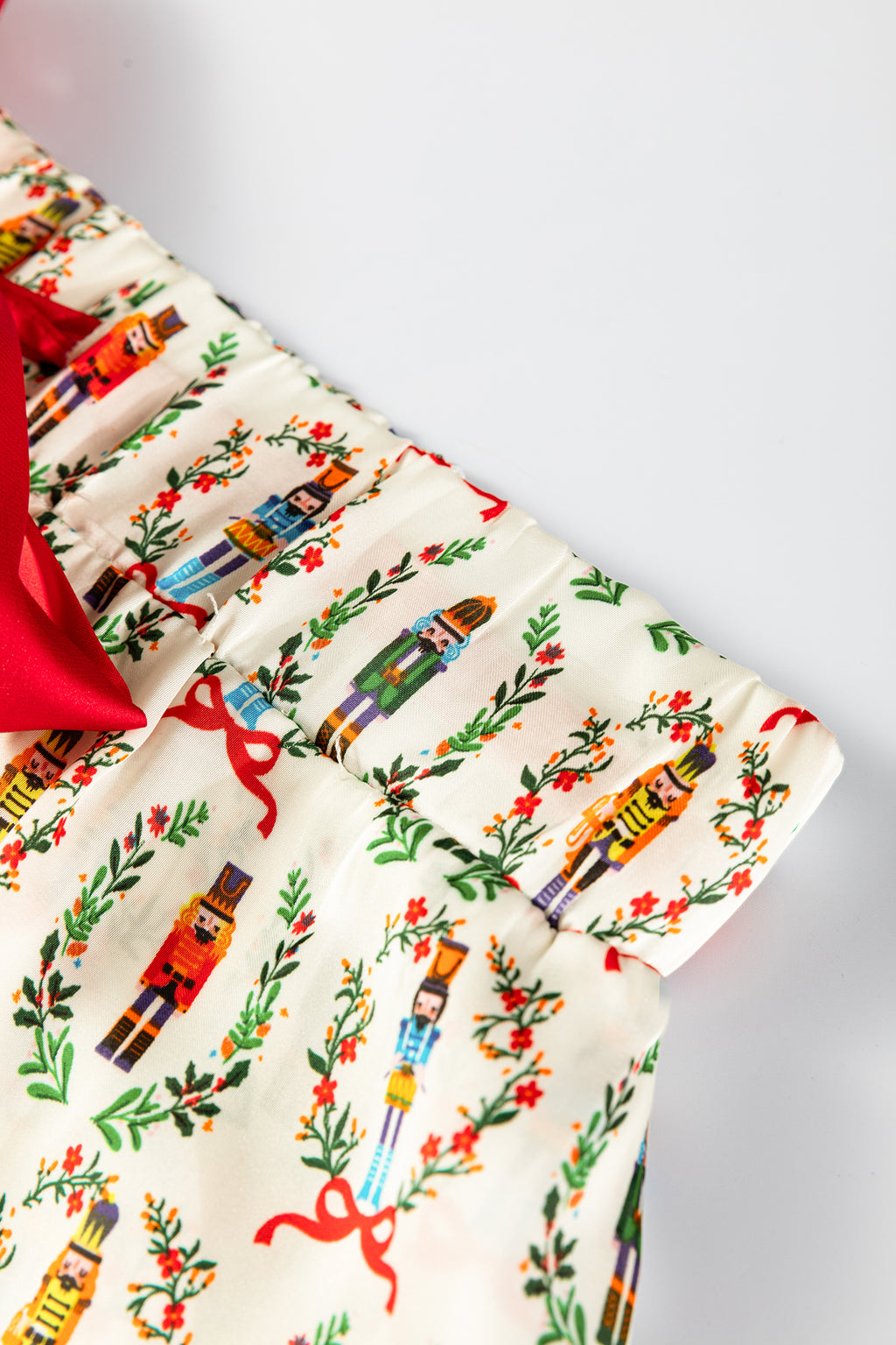Beige Nutcracker Bow Pajama Set