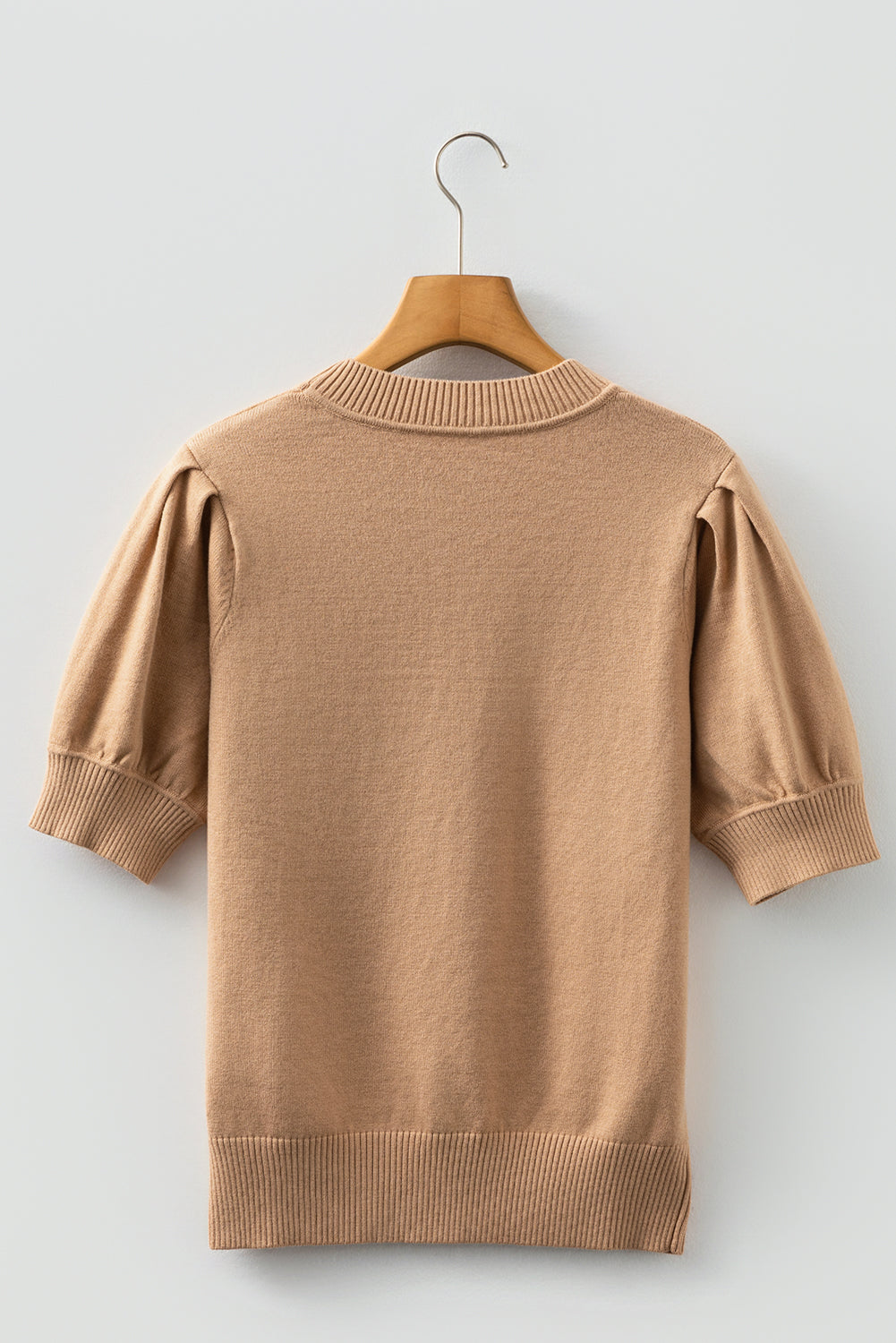 Beige Sweater with Short Sleeves