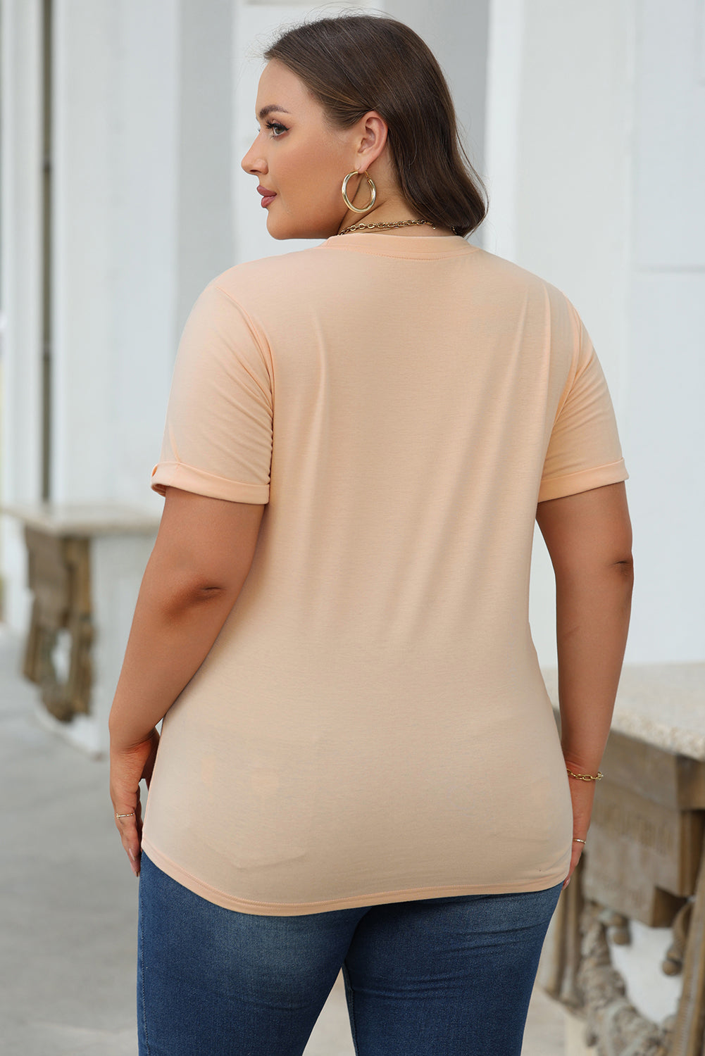 Orchid Petal Casual Plain Crew Neck Tee