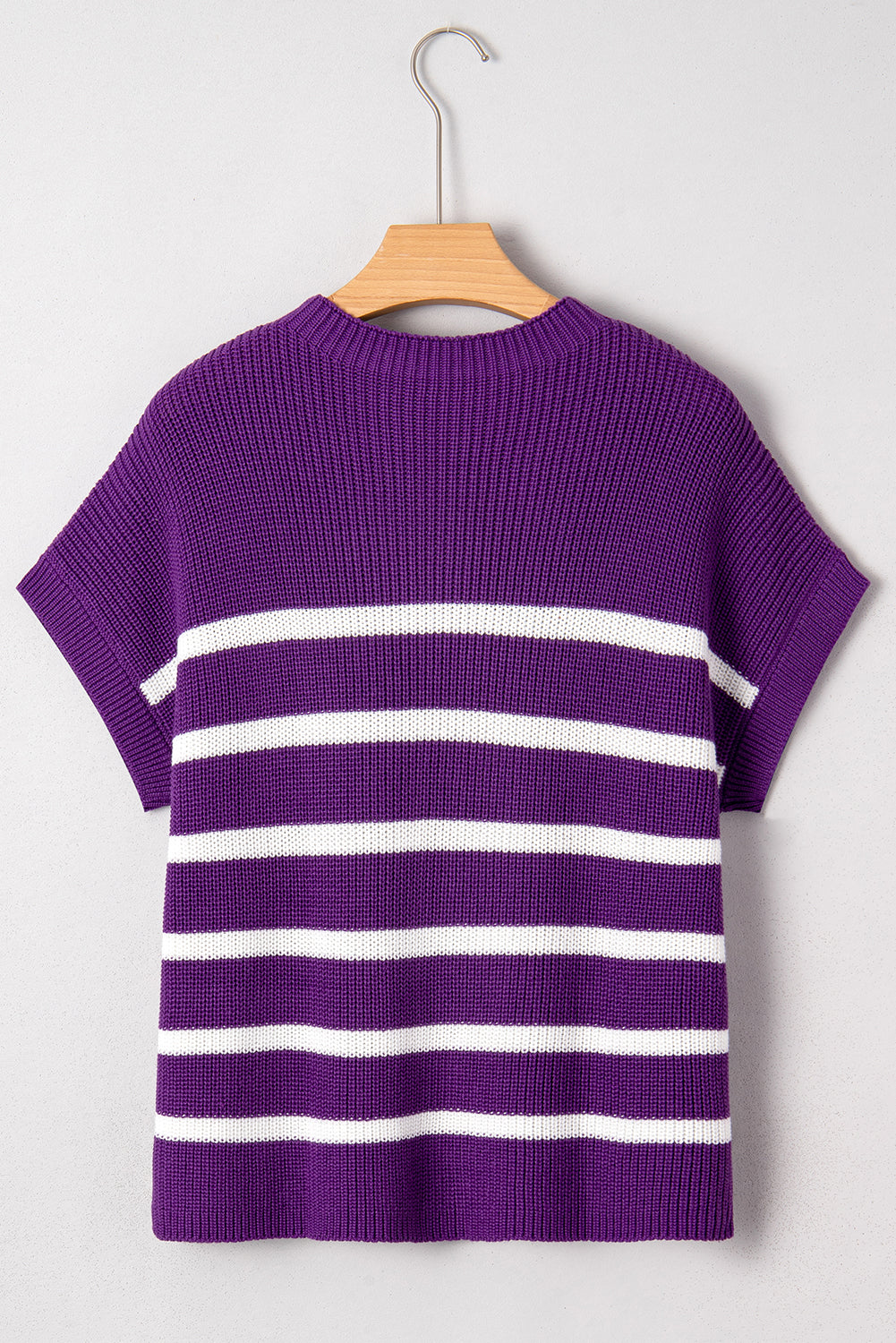 Purple Stripe Patched-Pocket Knit Sweater