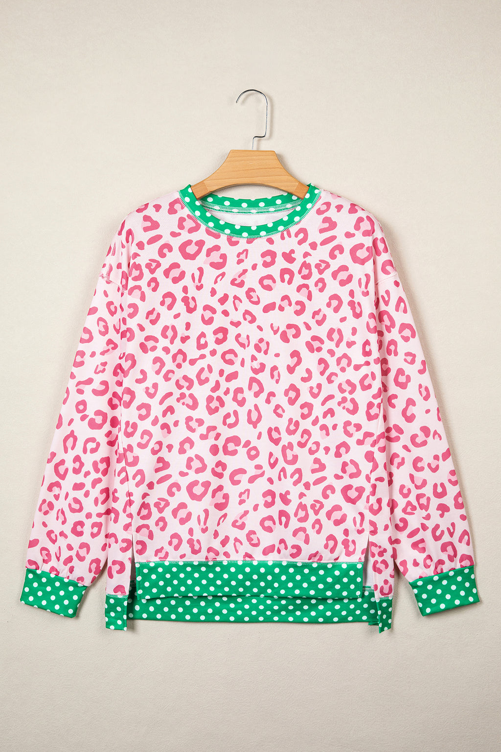 Leopard Polka Dot Colorblock Top