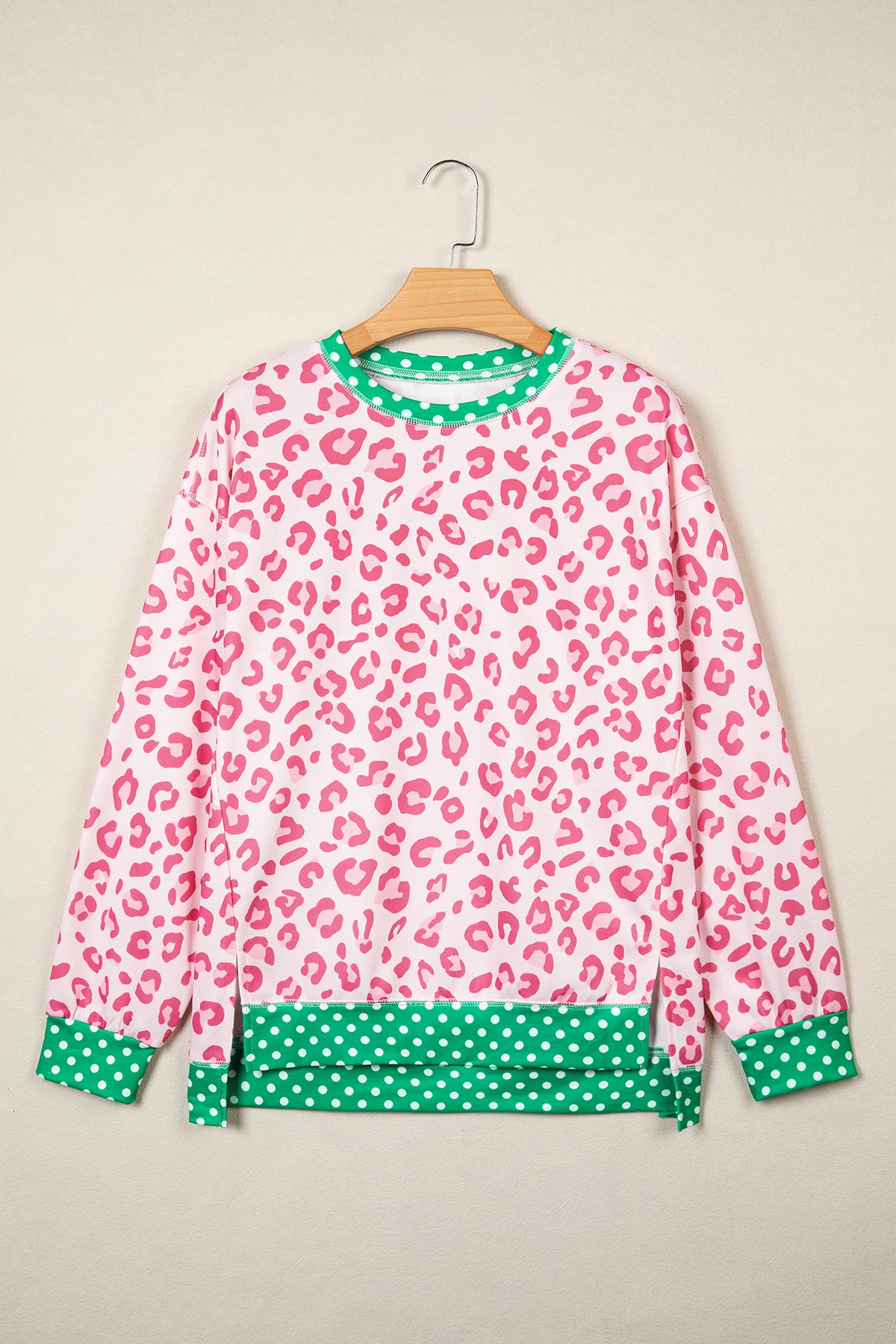Leopard Polka Dot Colorblock Top