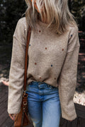 Gray Morn Dot Drop-Shoulder Sweater