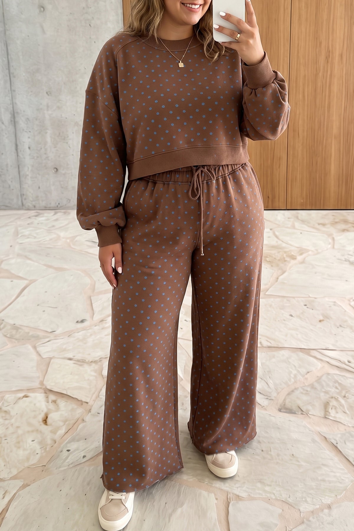 Polka Dot Plus Size Lounge Set